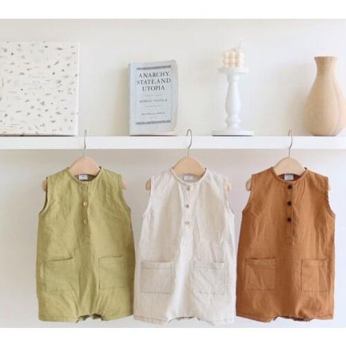 Casual newborn baby boys romper summer double pocket design infant bodysuit for girls overalls children clothing set 0-24m