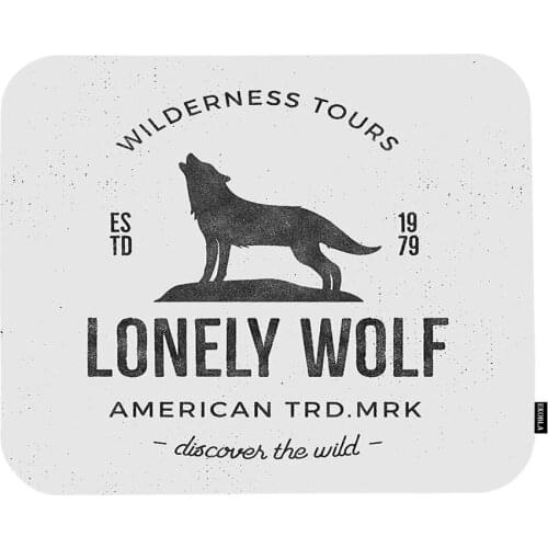 Lonely Wolf Mouse Pad Animal Vintage Retro Style 1979 Hand Drawn Letter Rustic Design Gaming Mouse Mat Non-Slip Rubber