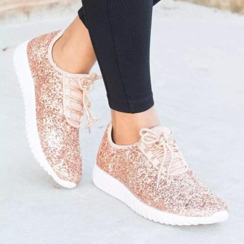 Flat Shoes Women Shiny Casual Breathable Comfortable Sneakers Running Outdoor Walking Sneakers Large Size