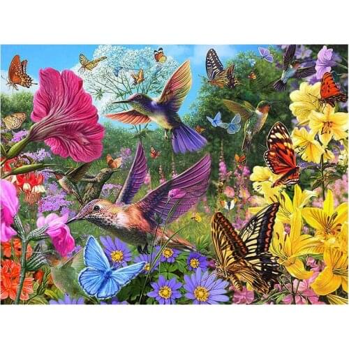 Square Diamond Painting Cross Stitch Hummingbird Diamond Embroidery Butterfly Flowers Diamond Mosaic Rhinestone Handcraft Art