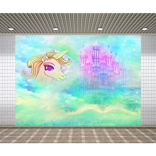 Lyavshi Photography Backdrop Unicorn Rainbow Stars Birthday Party Castle Photo studio Photocall Photographic Backgrounds
