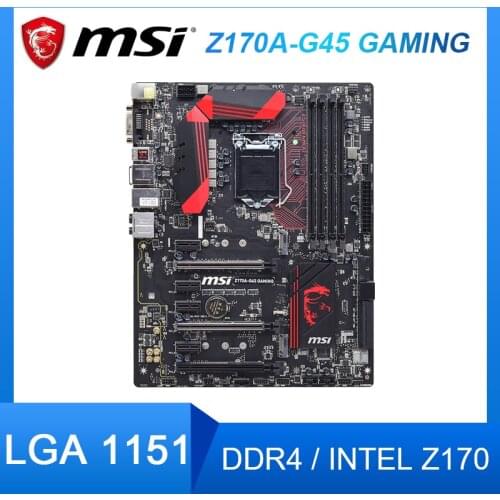 MSI Z170A-G45 GAMING Desktop Motherboard LGA 1151 DDR4 Intel Z170 SATA3 for support Core i7i5i3 cpus USB3.1 M.2 ATX Motherboard