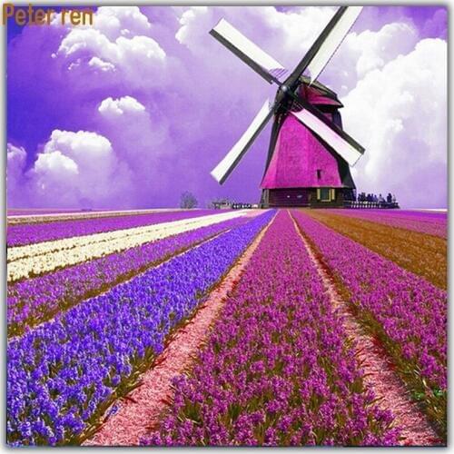 Peter ren Windmill Garden Diamond embroidery Diy Diamond painting cross stitch 3d square drill Diamond mosaic pasted full canvas