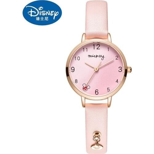 Disney Official Micky Mouse Girls Fashion Casual Bling Cute Quartz Wristwatches Pendant Lady Women Lover Student New Gift Clock