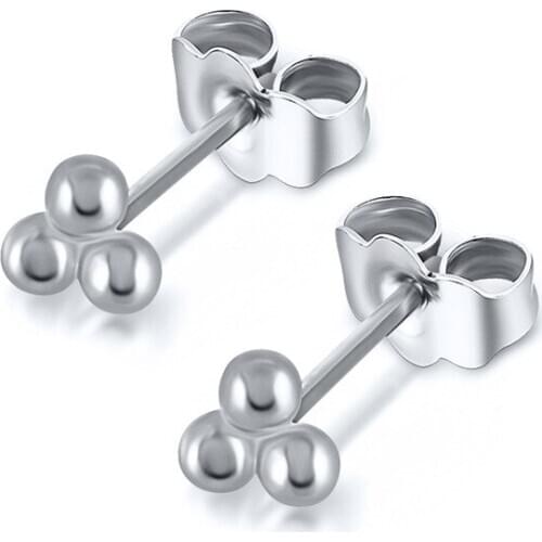 Original S925 Sterling Silver Small Three-Ball Geometric Earrings Exquisite Spiral Perforated Vintage New Fashion For Women GIFT