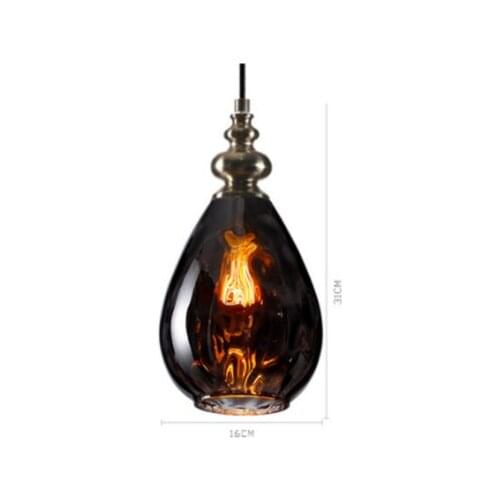 Modern personality glass three-head restaurant pendant lamp Nordic water bump texture design plating LED lighting E27 fixture