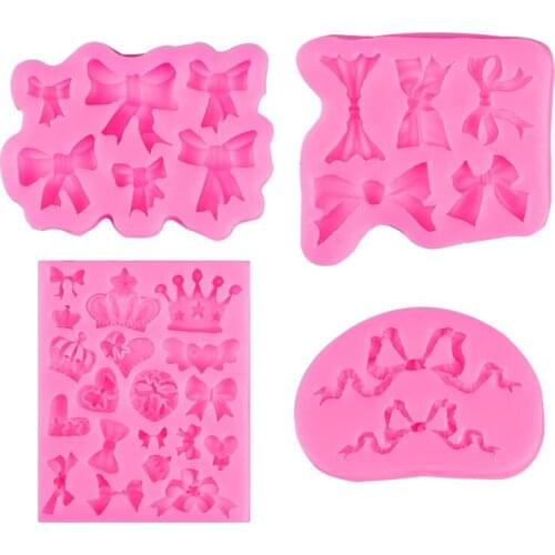 A Variety Bowknot Fondant Mold Silicone Food Grade Chocolate Mold Kitchen Baking Cake Tools Resin Mold Diy Jewelry Accessories