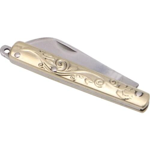Retro Keyring Small Pocket Tactical Folding Folder Knife 8cm Brass Keychain