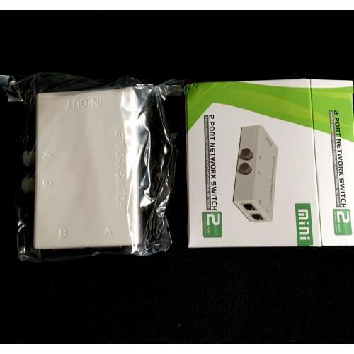 2 Port Mini Type Network Switch manual RJ45 RJ-45 Ethernet sharing device Plastic, 2 in 1 out or 1 in 2 out MT-RJ45-2M