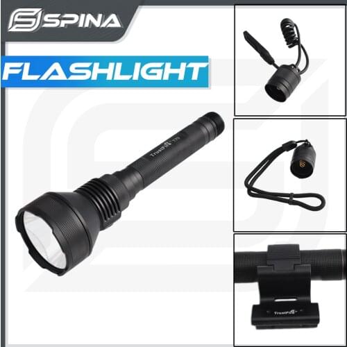 Spina MT70 Tactical Rechargeable 2300 Lumen Flashlight 1km Long Distance Military LED Weapon light for Hunting Outdoor