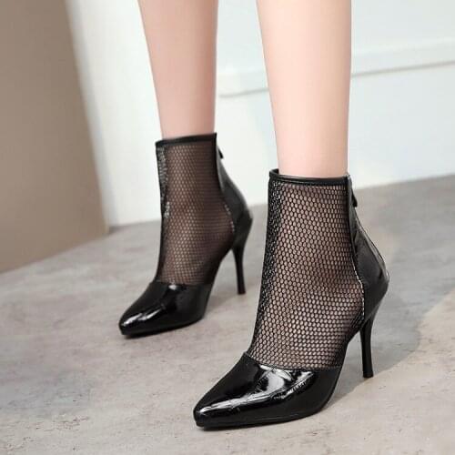 Summer Pumps Women High Heels Shoes Lace Breathable Comfortable Sexy Womens shoes banquet Big size 32-45 Heel height 9cm