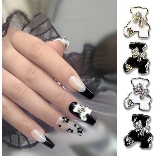 Cute Bear Nail Decoration Diamond Nail Art ZirconJewelry Gold Silver Nail Charm Ornament Japanese Super Flashing Rhinestones