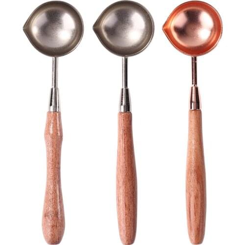Vintage Wooden Handle Sealing Wax Spoon Seal Stamp Wax Bead Tablet Melting Burning Spoons for Scrapbooking Album Envelope Decor
