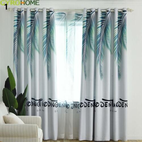 Nordic Style Unique Digital Printing Tropical Rainforest Leaves Tulle Curtains For Living Room Shade Blackout Drapes