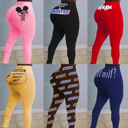 Womens sexy high waist leggings plus size trousers Snickers KitKat printed sweatpants American clothing sports fitness pants