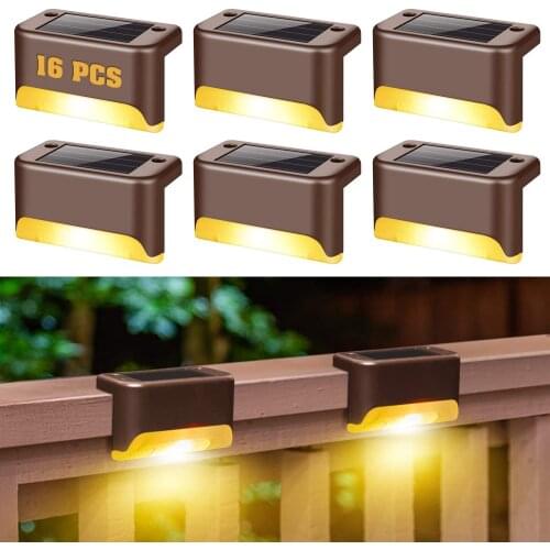 1/4/8/16pcs LED Solar Stair Lamp IP65 Waterproof Outdoor Garden Pathway Yard Patio Stairs Steps Fence Lamps Solar Night Light