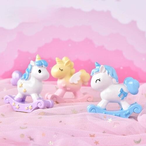 1 Pcs Cartoon Animal Trojan Horse Unicorn Micro Landscape Figurines Statue Model Fairy Garden Miniatures Ornaments Craft Decor