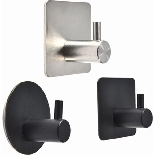 1PC Stainless Steel High-end Hook Self Adhesive Clothes Hange Bags Key Rack Kitchen Towel Hanger Shelves for Wall