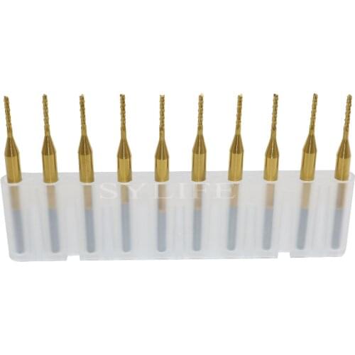 10 x Titanium Coated Carbide End Mill Engraving Bits for PCB Rotary Burrs 1.1mm