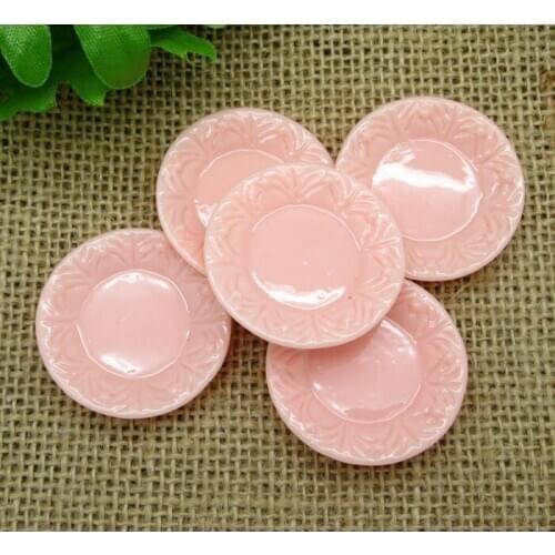 10Pcs Pink Fruit Round Flower Resin Decoration Crafts Flatback Cabochon Scrapbook DIY Embellishments Accessories Buttons