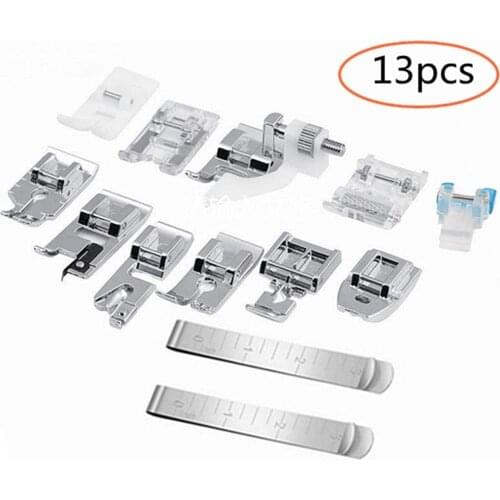 11Pcs Sewing Machine Presser Feet Set with 2Pcs Stainless Steel Hemming Clips for Low Shank Sewing Machine Singer Brother Janome