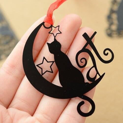 2Pcs DIY Cute Kawaii Black Cat Metal Bookmark For Book Paper Creative Items Lovely Korean Stationery Gift Package Student