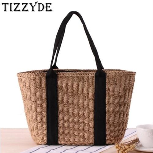 2021 Large Beach Straw Bag for Women luxury handbags Handmade Designer Summer Holiday Vintage Shoulder Bags Brown Khaki ZCY039