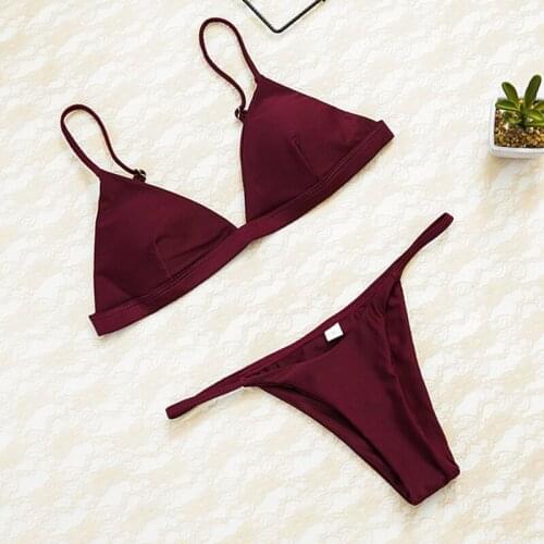 2021 Women Micro Bikini set Push Up Swimwear Solid Beach Bathing Suit Brazilian Thong Swimsuit For Girls Bikini Swim Suit Femme