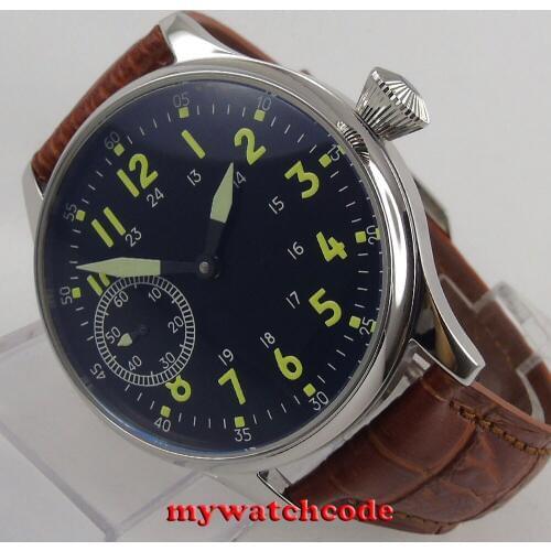 44mm Corgeut black sterile dial case 6497 hand winding movement mens watch C56B