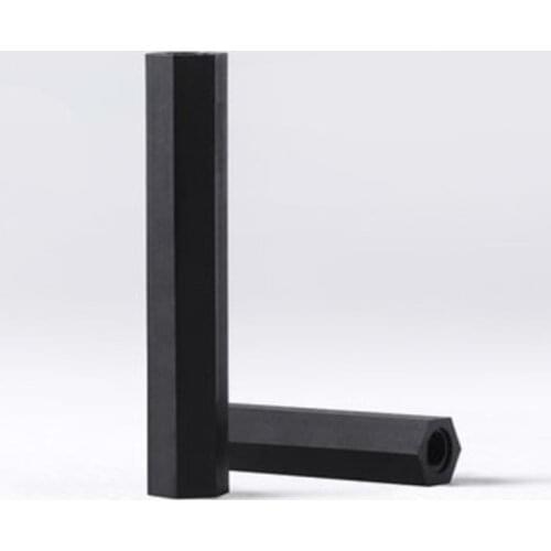 50pcs m3*5/6/8/10/12/15/18/20/25/30/35/40 female to female black nylon hex standoff spacer