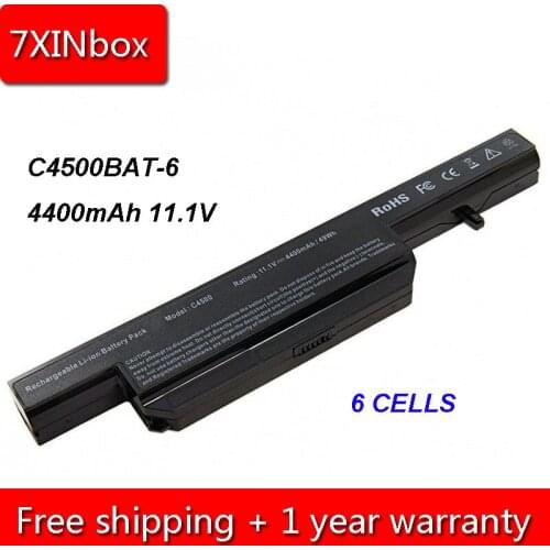 7XINbox 4400mAh 11.1V C4500BAT-6 Laptop Battery For Clevo C4100 C4500Q C4500 C5100Q C5105 C5505 B4105 B5100M W150 W150ER W240EU