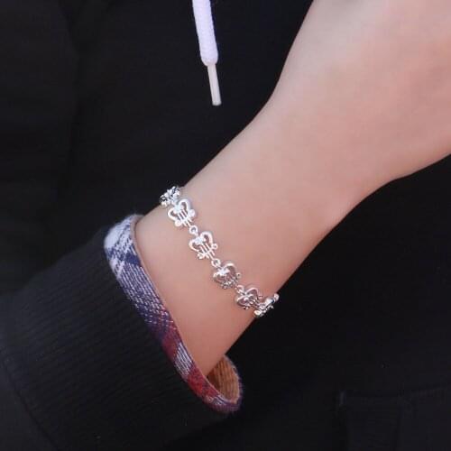 925 Sterling Silver Bracelet For Women Fashion Sweet & Lovely Womens Jewelry Hollow Notes Bracelet Gift Length 19cm