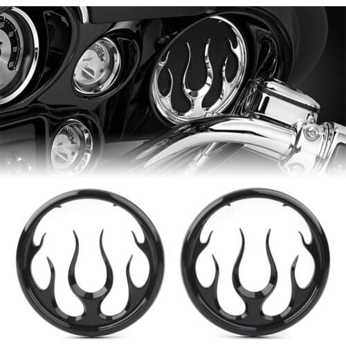 ABS Plastic Motorcycle Flame Speaker Grill Accent Trim Cover 1Pair for Harley Electra Street Glide Tri Black
