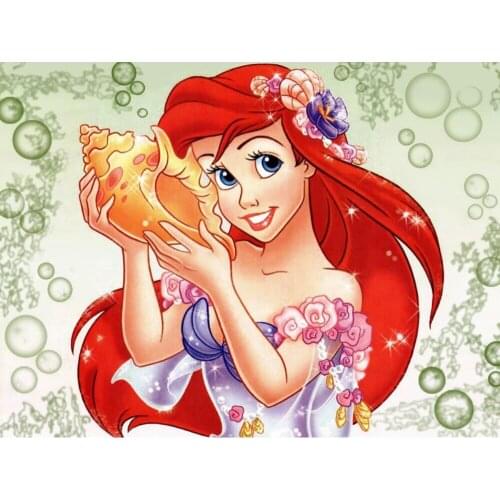 5d Diy Diamond Painting Disney Conch Princess Full Square Cartoon Diamond Embroidery Cross Stitch Kits Home Decor Painting