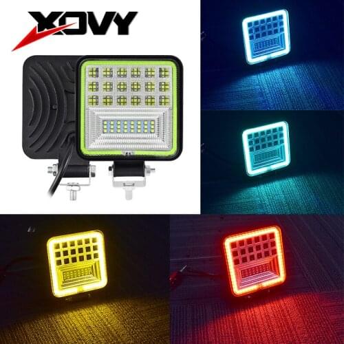 126W 24V Car Light 8000LM Aluminum Led Work Lights Waterproof 28mm 6500K Offroad ATV UTV Tractor Fog Lamp With Aperture