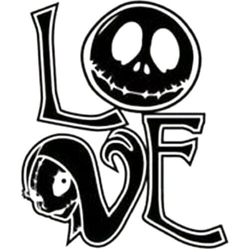 Car Stickers Jack Skellington and Sally, Nightmare Before Christmas, Love, Car Sticker Scratches on PVC Cover, 14cm*12cm
