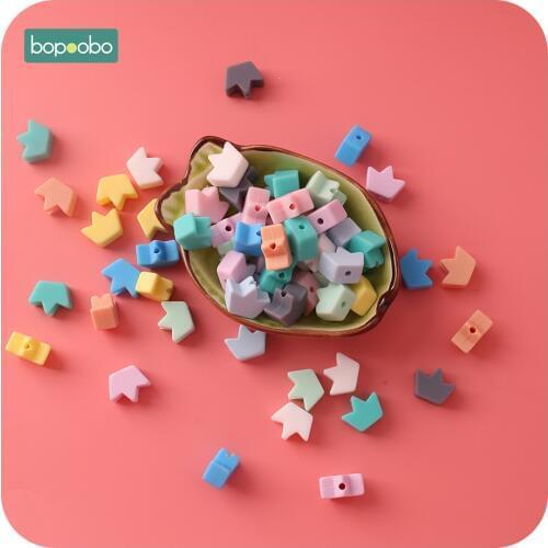 Bopoobo 20pc Silicone Mini Crown Beads Baby Teething Beads Silicone Grass Pearls Food Grade Silicone Rodents Baby Teether