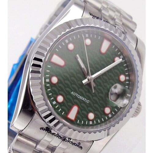 36MM/39mm Sterile Dial Sapphire Glass Fluted Bezel jubilee Date 21 Jewels MIYOTA 8215 Automatic Mens Wristwatch