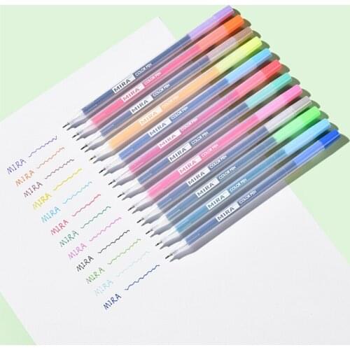 6Pcs Colorful Gel Pens 0.38mm Transparent Shell Highlighter Writing Marker Pen Cute Drawing Graffiti Signing Writing Stationery