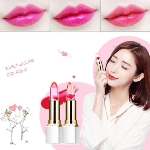 Flower Jelly Lipstick Magic Temperature Changed Color Lip Blam Pink Transparent Moisturizing Beautiful Clear Flower TSLM1