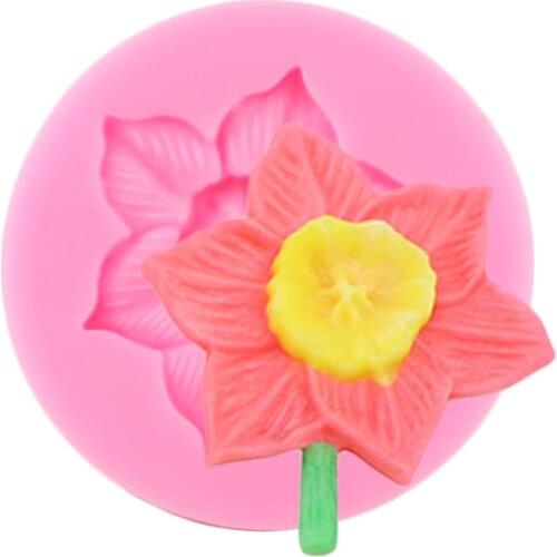 Daffodil Silicone Mold Flower Cupcake Topper Fondant Cake Decorating Tools Clay Candy Resin Molds Chocolate Gumpaste Moulds