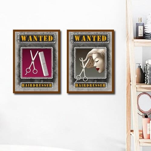Hair Salon Decorative Canvas Painting Wanted Hairdresser Quote Poster Barber Shop Wall Art Pictures Prints Hairstylist Gifts