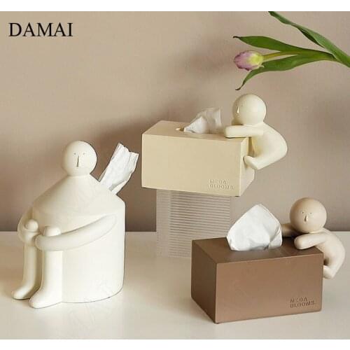 European Resin Tissue Box Cartoons Decorative Living Room Paper Boxes Bedroom Lovely Roll Papers Organizer Home Decoration
