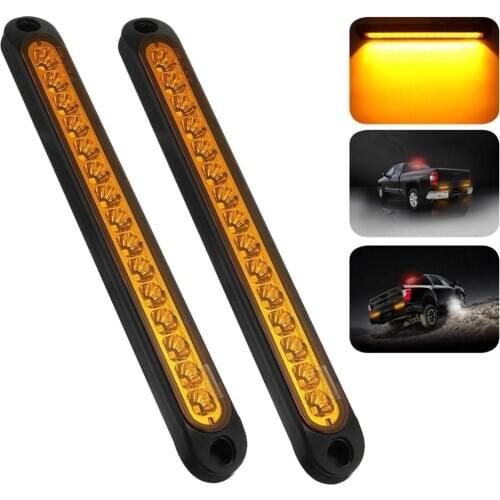 Fuleem 2PCS Amber 15 LED Trailer Identification Light Led Turn Signal Tail Light Bar Strip Truck Rear Side Marker Lights 12V 24V