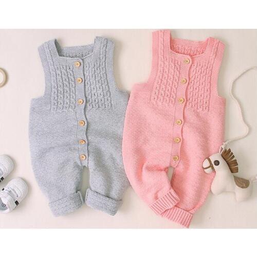 Newborn Baby Romper Autumn Knitted Baby Clothes Sleeveless Infant Baby Girls Boys Romper Toddler Jumpsuit Overalls
