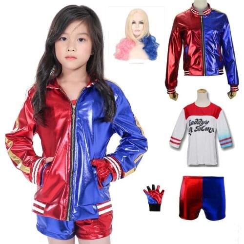 Girls Suicide Harley Cosplay Costumes Squad Quinn Jacket Pants Shirt Gloves Birthday Christmas Gift