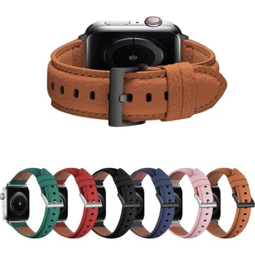 Leather Strap for Apple Watch band 44mm/42mm/40mm/38mm Replacement Bracelet watchband for iwatch series 6 SE 5 4 3 2