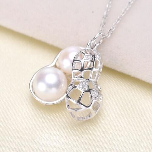 925 Sterling Silver Pearl Pendant Fashion Classical Necklace Pendant Findings Jewelry Parts Fittings Women Accessories, 3pcs/lot