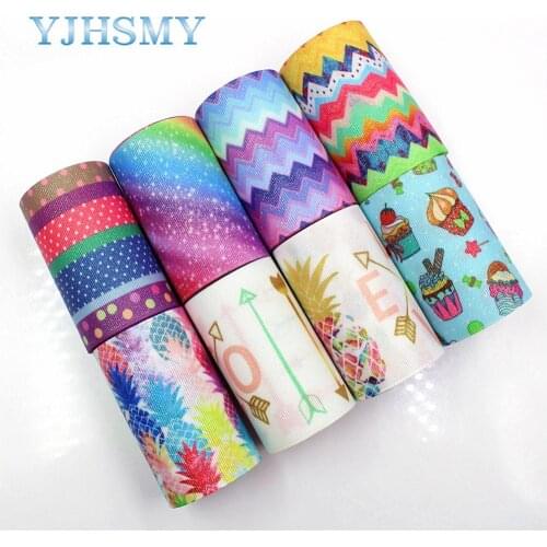 YJHSMY 1801061 75 mm 5 yards Flash color Ribbons Thermal transfer Printed grosgrain Wedding Accessories DIY handmade materia