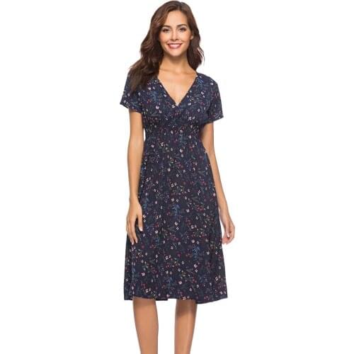 Summer Long Dresses Women Floral Print Boho Chiffon Dress Long Sleeve V Neck Holiday Dress Lady Casual Beach Party Vestidos Robe